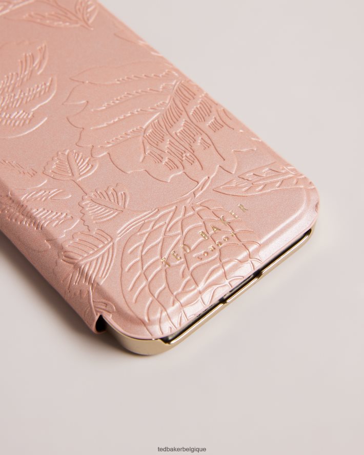 être Ted Baker collection coque miroir iphone 13 et 14 feuilles en relief abalin rose FR8J422103 articles ménagers