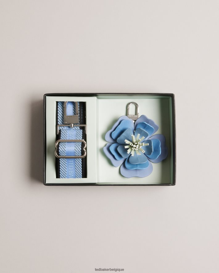 être Ted Baker femmes porte-clés à fleurs avec sangle en sangle florale bleu FR8J42939 cadeaux
