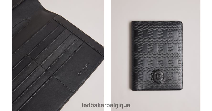 être Ted Baker Hommes organiseur en cuir Conar House Check noir FR8J421813 cadeaux