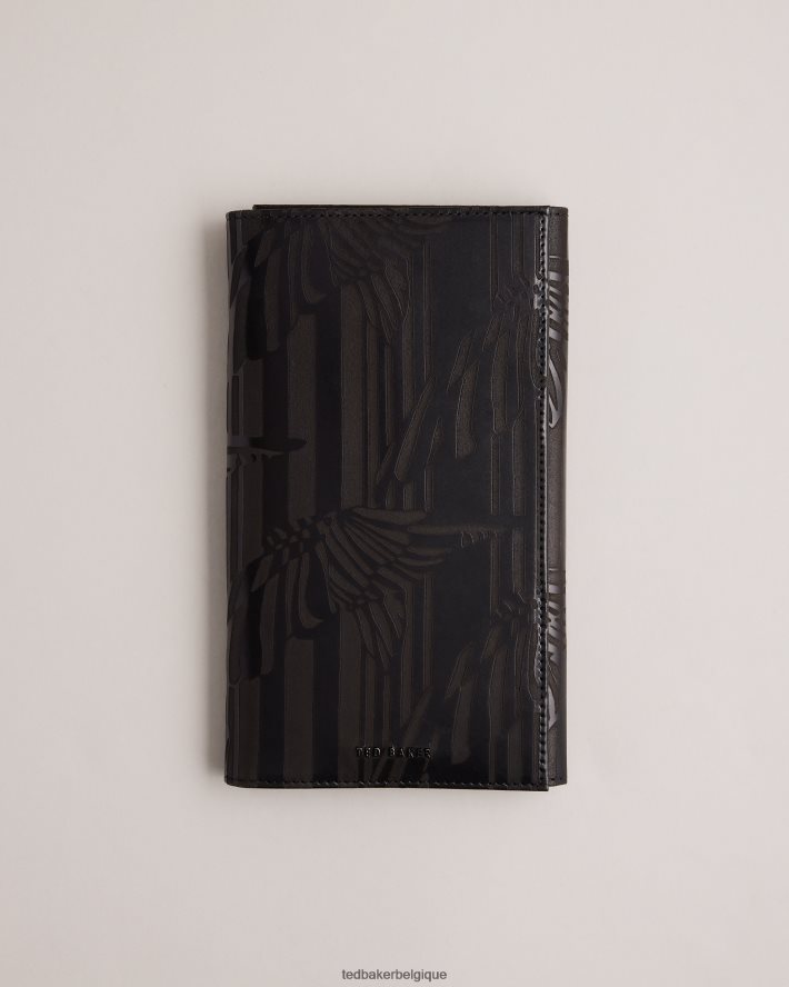 être Ted Baker Hommes portefeuille de voyage en cuir gravé au laser flyt noir FR8J421923 cadeaux