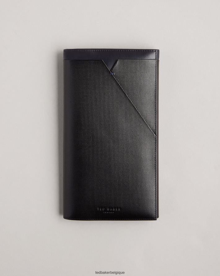 être Ted Baker Hommes portefeuille de voyage en cuir texturé Gurney noir FR8J422018 cadeaux