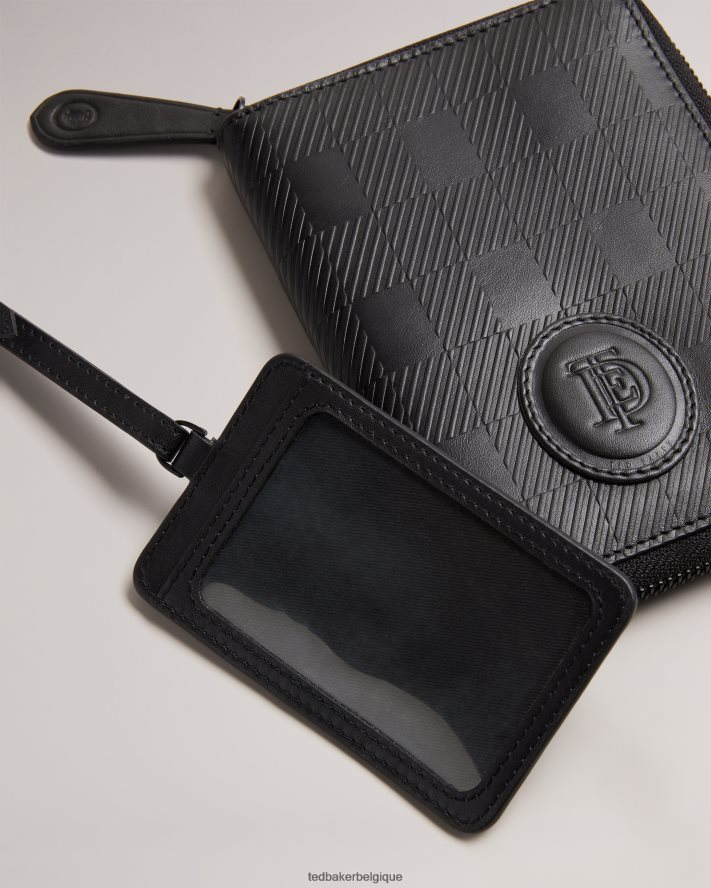 être Ted Baker collection tobery house check ensemble de voyage en cuir noir FR8J421739 cadeaux