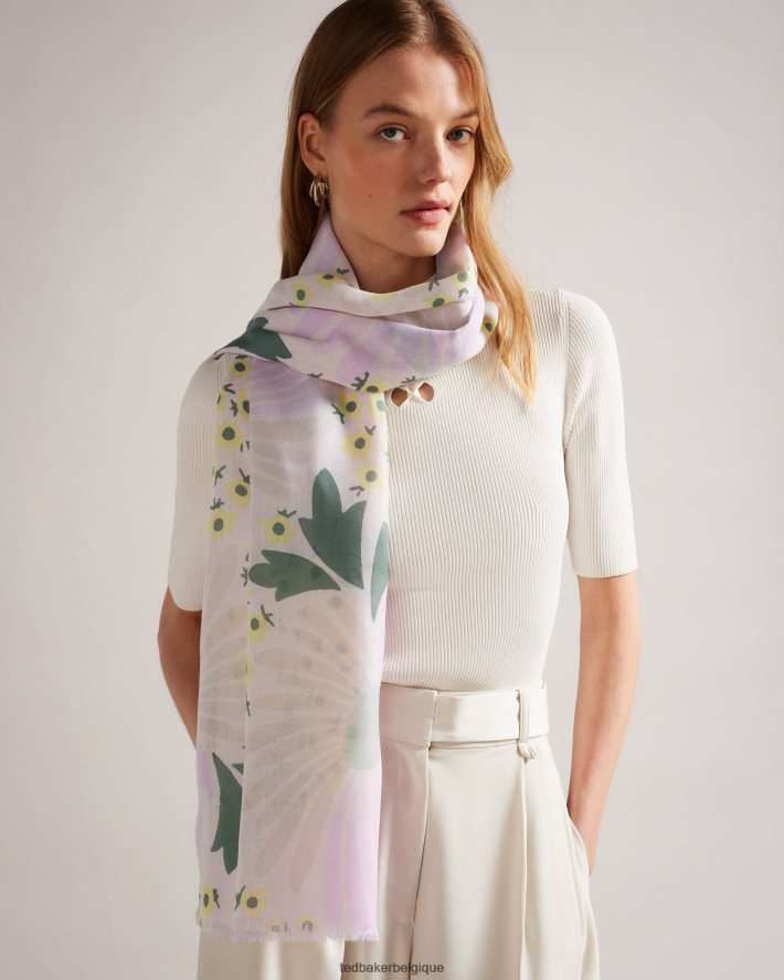 être Ted Baker femmes écharpe en satin à imprimé floral rubis rose pâle FR8J421065 accessoires