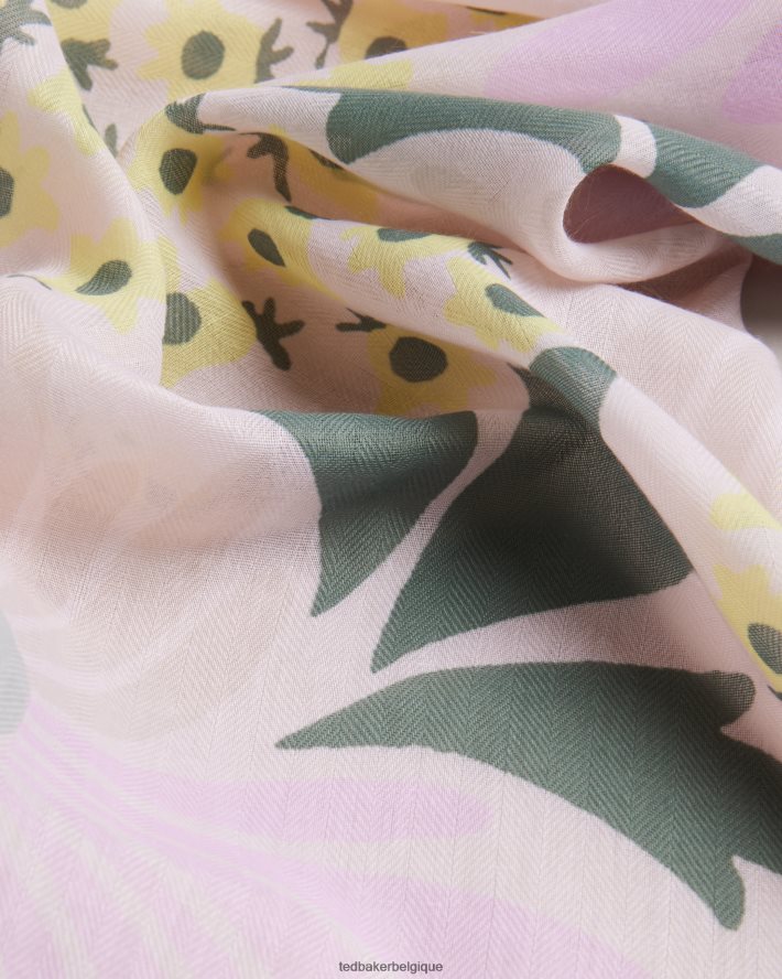 être Ted Baker femmes écharpe en satin à imprimé floral rubis rose pâle FR8J421065 accessoires