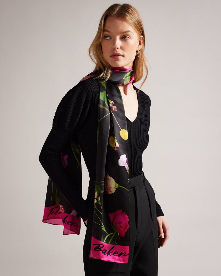 être Ted Baker femmes écharpe en soie à fleurs amiie noir FR8J421102 accessoires