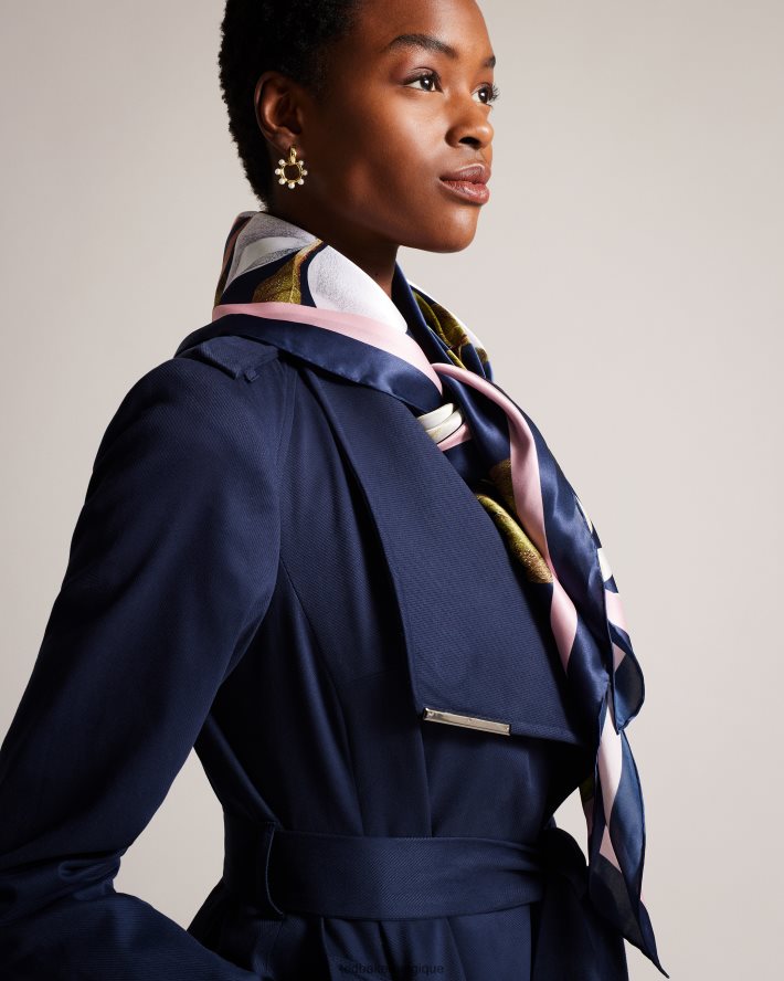 être Ted Baker femmes foulard carré fleuri en pure soie saallyy bleu foncé FR8J42962 accessoires