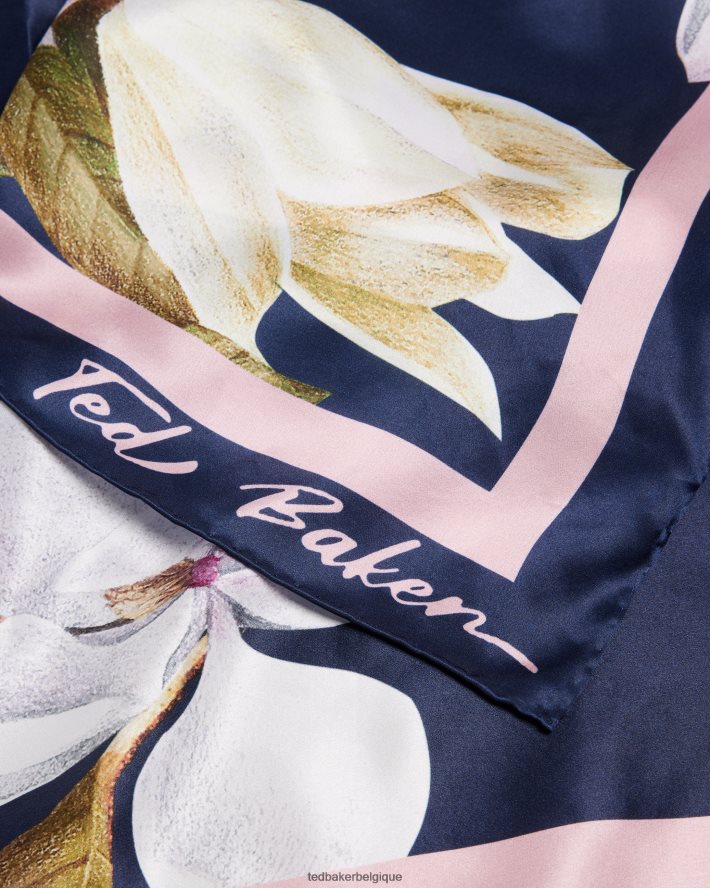 être Ted Baker femmes foulard carré fleuri en pure soie saallyy bleu foncé FR8J42962 accessoires