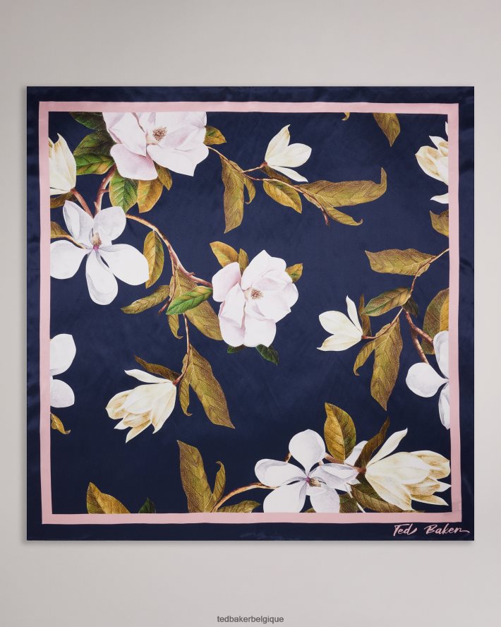 être Ted Baker femmes foulard carré fleuri en pure soie saallyy bleu foncé FR8J42962 accessoires