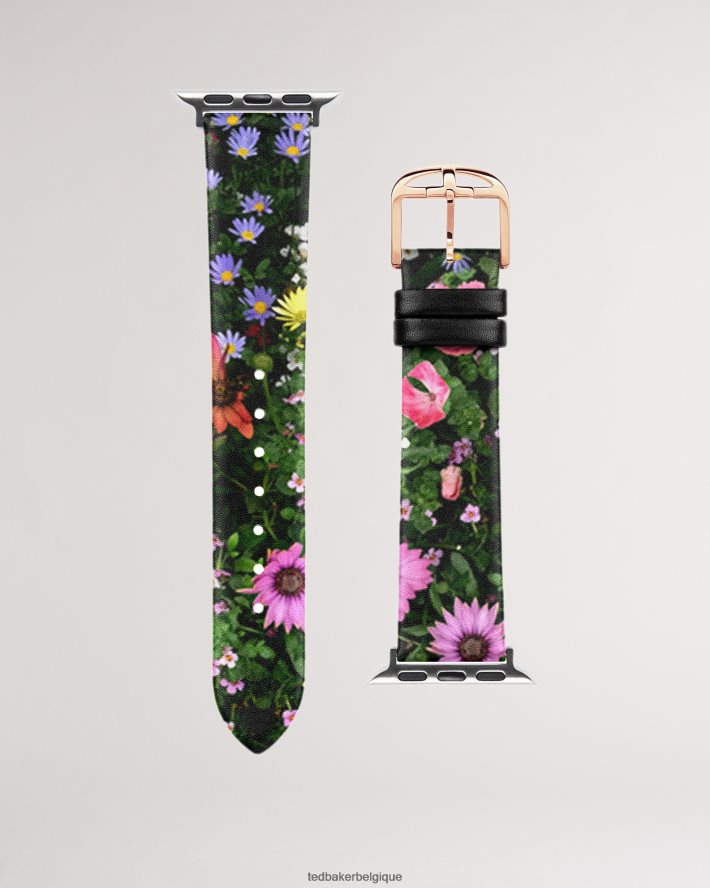 être Ted Baker femmes bracelet de montre Apple Watch en cuir à fleurs Pernell noir FR8J42961 accessoires