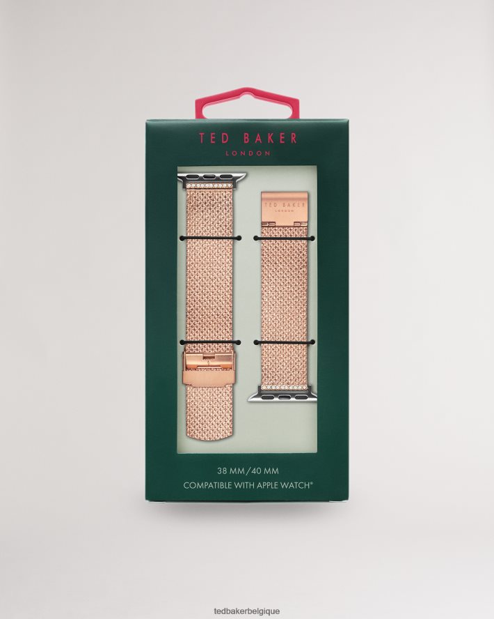 être Ted Baker femmes bracelet de montre Apple en maille d'acier inoxydable Tamita couleur or rose FR8J421010 accessoires