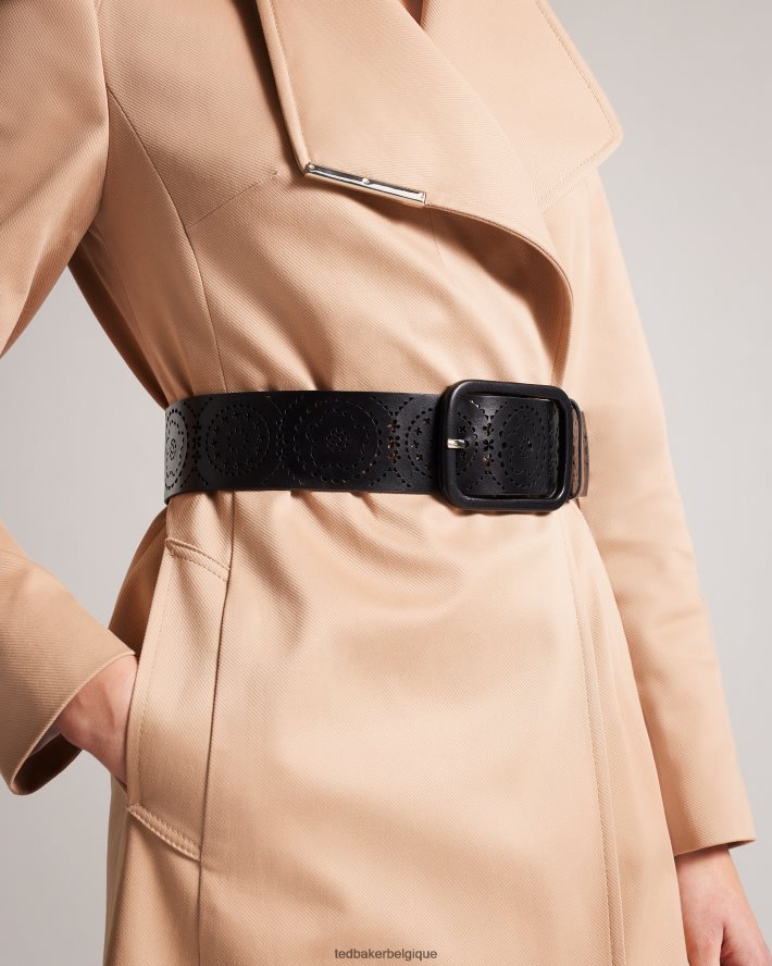 être Ted Baker femmes ceinture large en cuir découpée au laser noir FR8J42998 accessoires