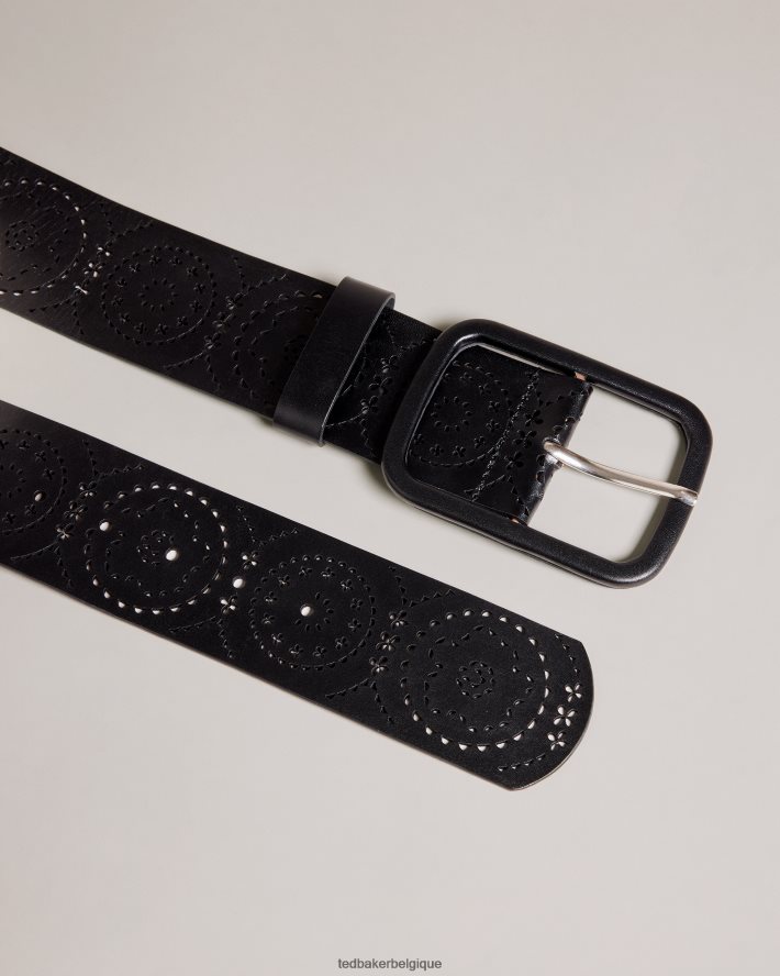 être Ted Baker femmes ceinture large en cuir découpée au laser noir FR8J42998 accessoires
