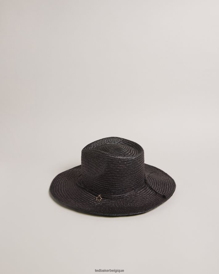 être Ted Baker femmes chapeau de cowboy en paille kyloa noir FR8J421073 accessoires