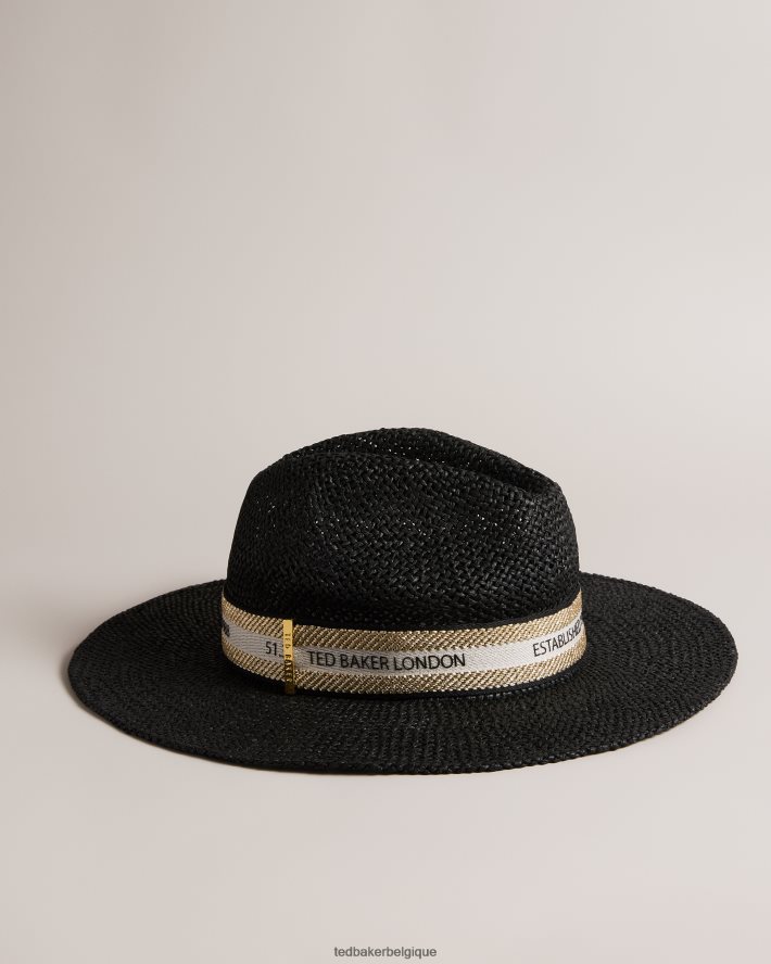 être Ted Baker femmes fedora en paille clairie noir FR8J42974 accessoires