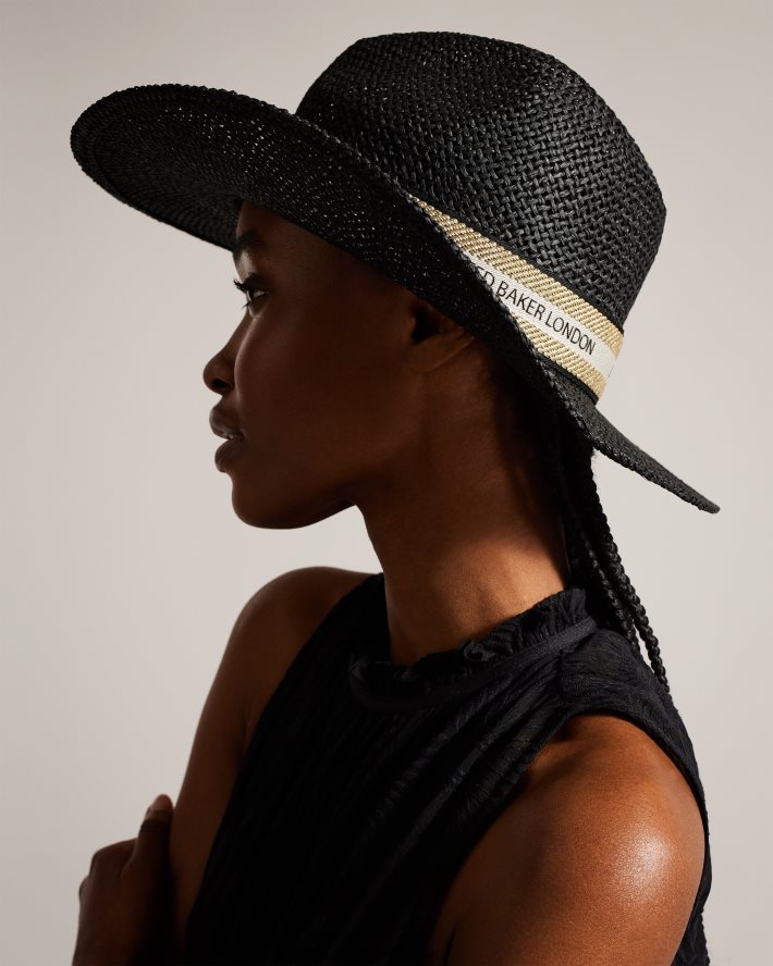 être Ted Baker femmes fedora en paille clairie noir FR8J42974 accessoires