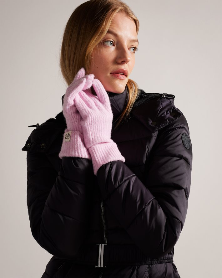 être Ted Baker femmes gants en tricot côtelé brittea rose pâle FR8J421136 accessoires