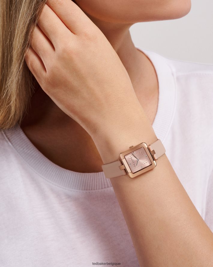 être Ted Baker femmes montre carrée ivelisa avec bracelet en cuir vegan rose clair FR8J421061 accessoires