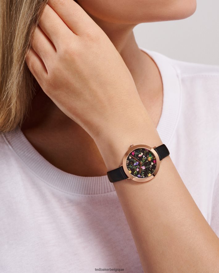 être Ted Baker femmes montre isidoro à imprimé floral avec bracelet en cuir noir FR8J421060 accessoires