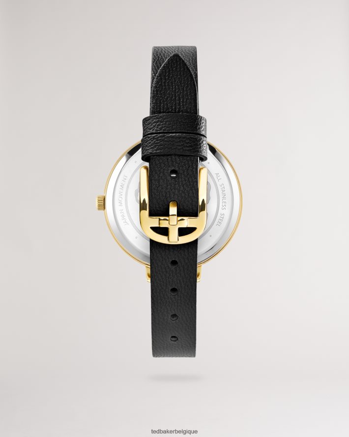 être Ted Baker femmes montre ornée de cristaux Chessa avec bracelet en cuir végétalien noir FR8J421037 accessoires