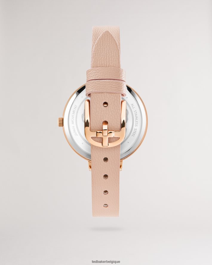 être Ted Baker femmes montre ornée de cristaux Chessin avec bracelet en cuir végétalien rose FR8J42970 accessoires
