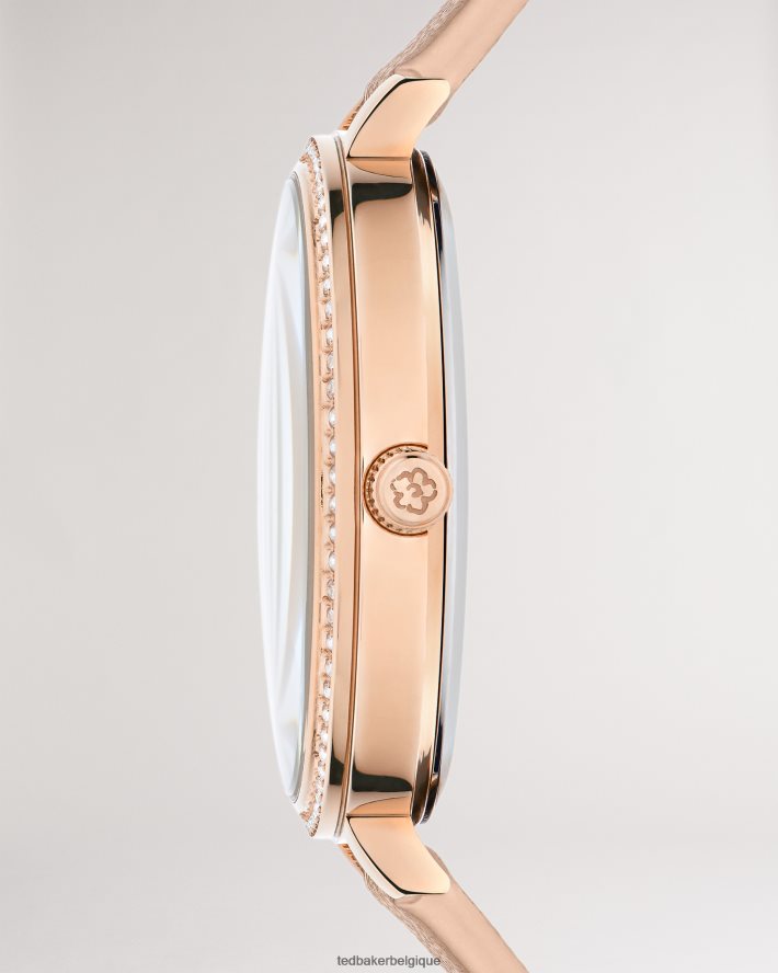 être Ted Baker femmes montre ornée de cristaux Chessin avec bracelet en cuir végétalien rose FR8J42970 accessoires