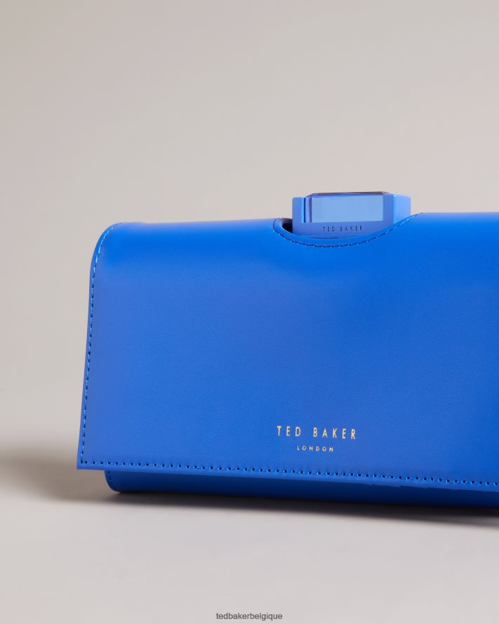 être Ted Baker femmes roziita grand porte-monnaie à pompons en cristal bleu brillant FR8J42993 accessoires