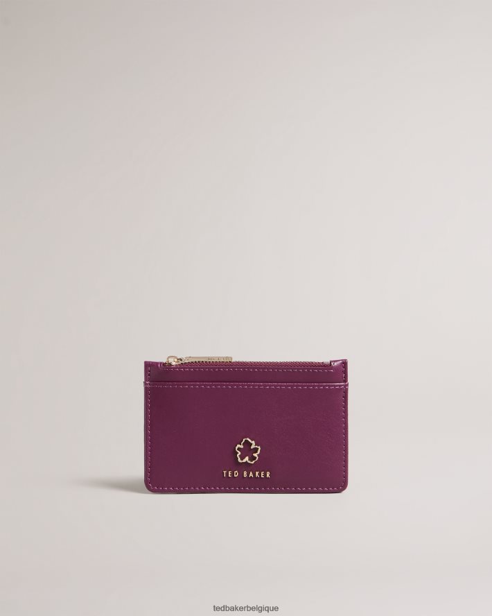 être Ted Baker femmes porte-cartes zippé à œillets et fleurs jorjio sang de bœuf FR8J42940 accessoires