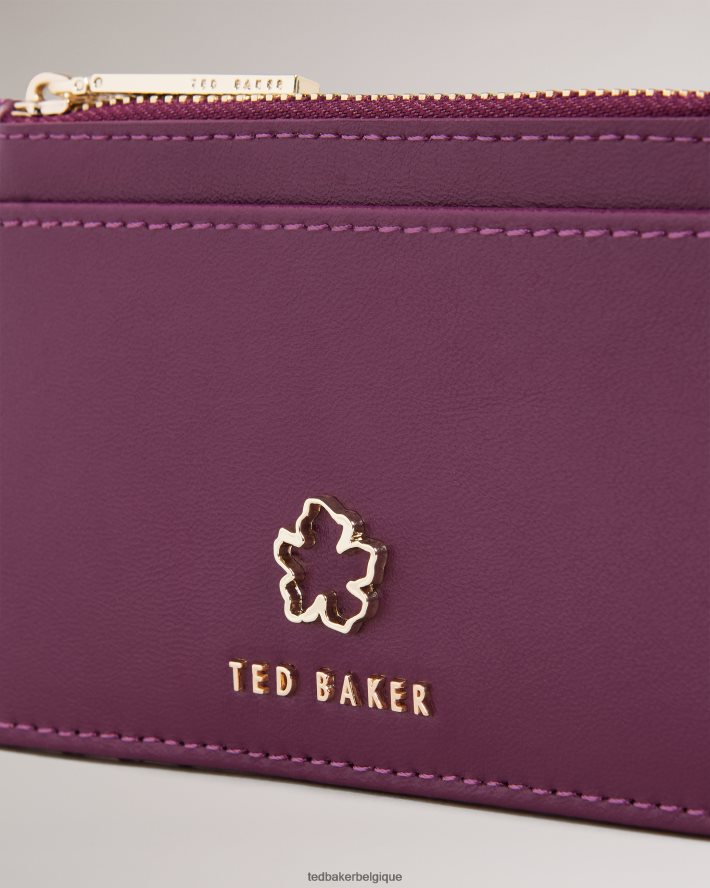 être Ted Baker femmes porte-cartes zippé à œillets et fleurs jorjio sang de bœuf FR8J42940 accessoires