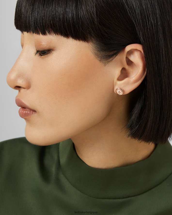 être Ted Baker femmes Eisley - Boucles d'oreilles à bouton en émail bébé rose FR8J421099 bijoux
