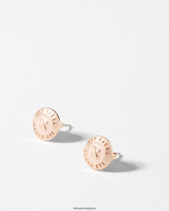 être Ted Baker femmes Eisley - Boucles d'oreilles à bouton en émail bébé rose FR8J421099 bijoux