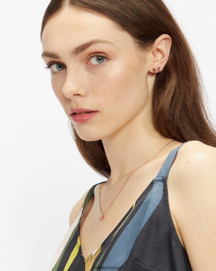 être Ted Baker femmes Pollay tbj2666 petite boucle d'oreille à nœud couleur or rose FR8J421142 bijoux