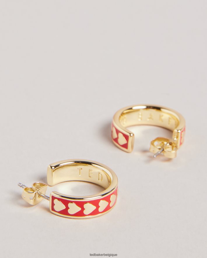être Ted Baker femmes boucles d'oreilles créoles coeur en émail emrie rouge FR8J421067 bijoux