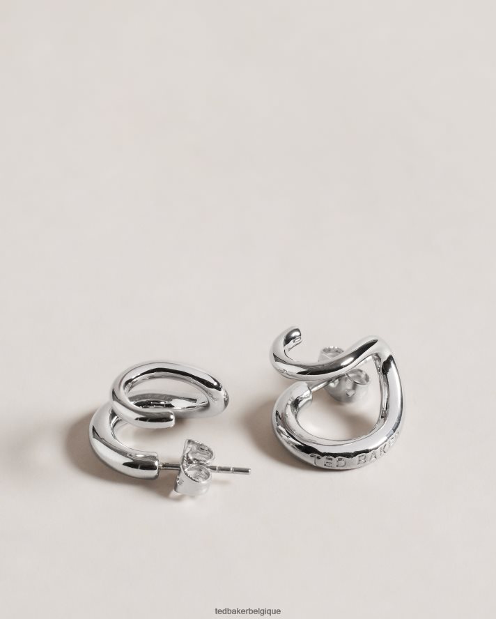 être Ted Baker femmes boucles d'oreilles doubles créoles Hennriy couleur argent FR8J421094 bijoux