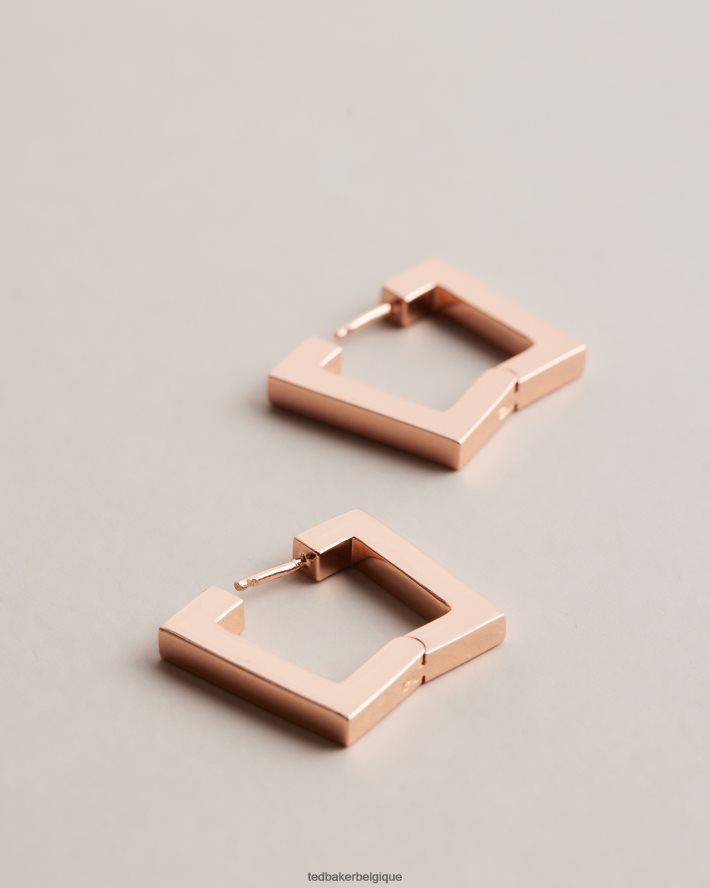 être Ted Baker femmes grandes boucles d'oreilles à charnière carrées saadiey couleur or rose FR8J421077 bijoux