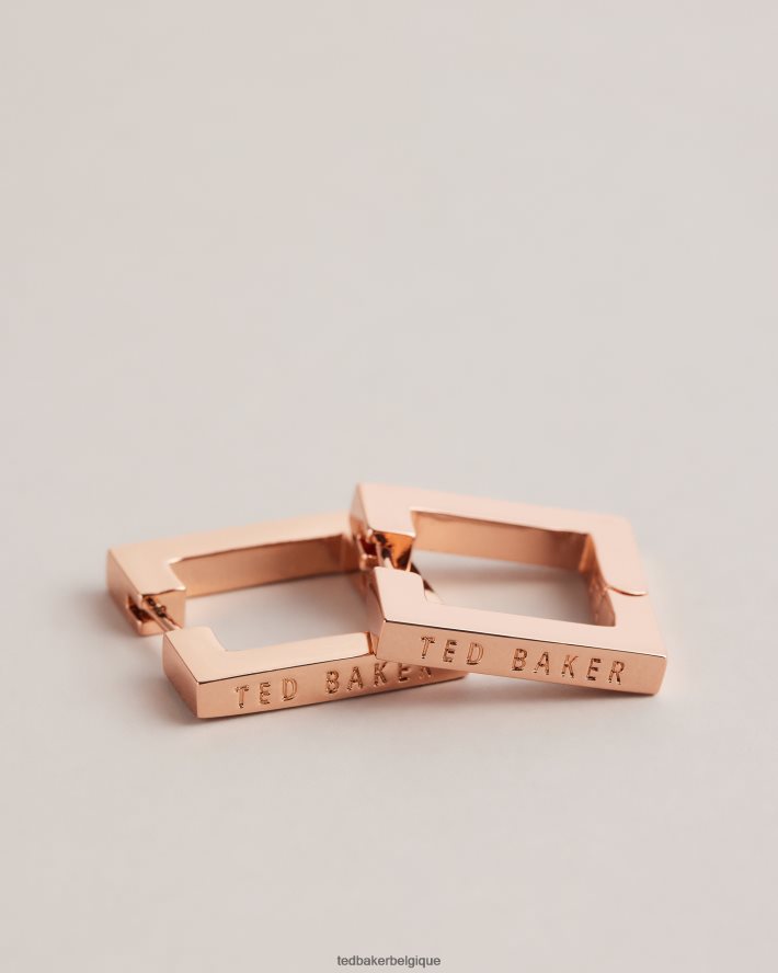 être Ted Baker femmes grandes boucles d'oreilles à charnière carrées saadiey couleur or rose FR8J421077 bijoux