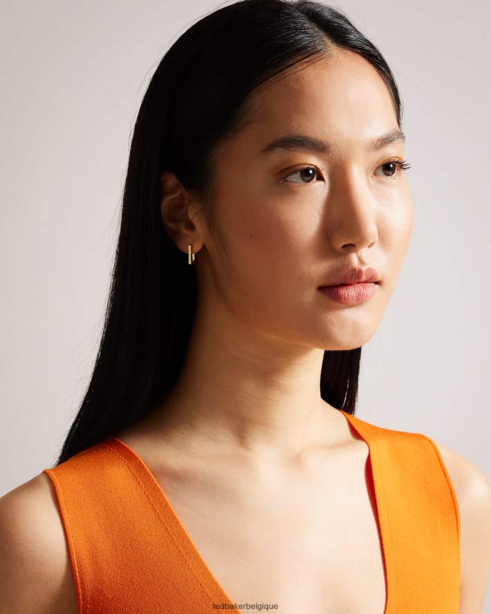 être Ted Baker femmes petites boucles d'oreilles à charnière carrées senrii couleur or FR8J421008 bijoux