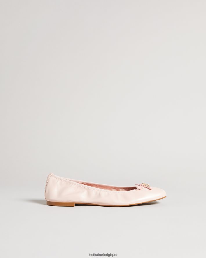 être Ted Baker femmes ballerines à nœud en cuir baylay rose sombre FR8J42931 chaussures