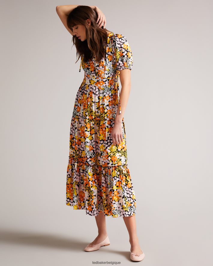 être Ted Baker femmes ballerines à nœud en cuir baylay rose sombre FR8J42931 chaussures