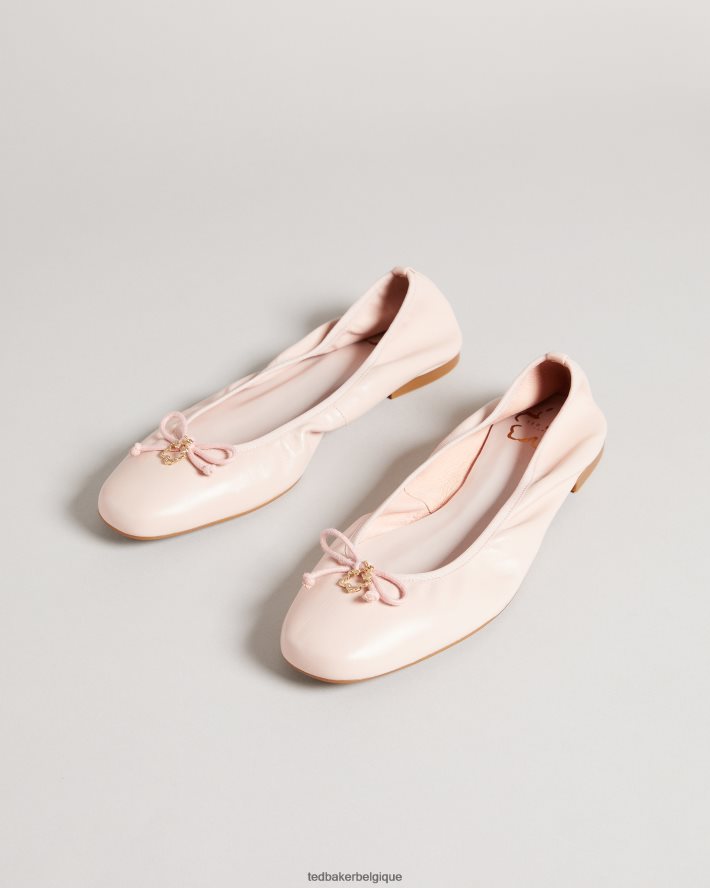 être Ted Baker femmes ballerines à nœud en cuir baylay rose sombre FR8J42931 chaussures