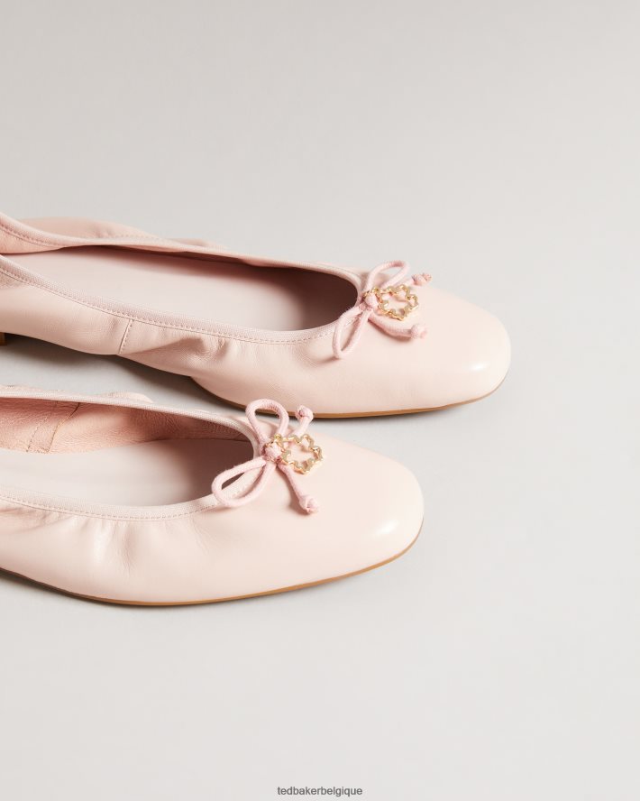 être Ted Baker femmes ballerines à nœud en cuir baylay rose sombre FR8J42931 chaussures