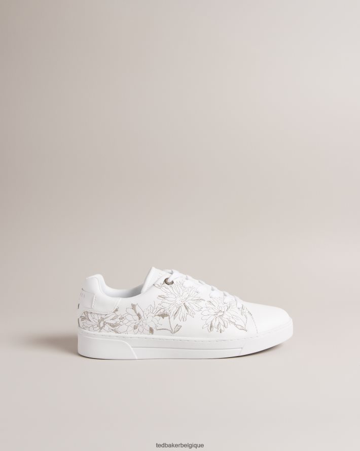 être Ted Baker femmes baskets à semelle cuvette brodée Alline argent FR8J42887 chaussures