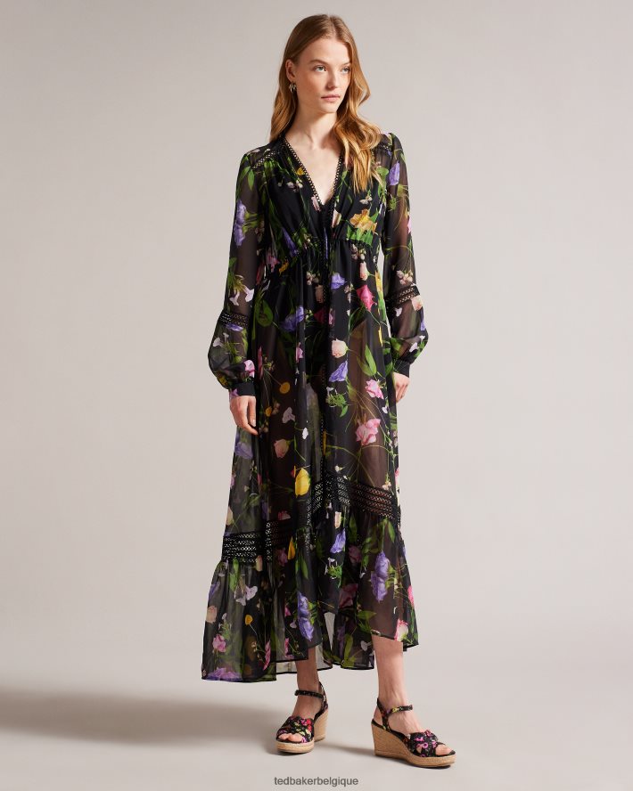 être Ted Baker femmes chaussures compensées à nœud doux et floral Cardima noir FR8J42858 chaussures