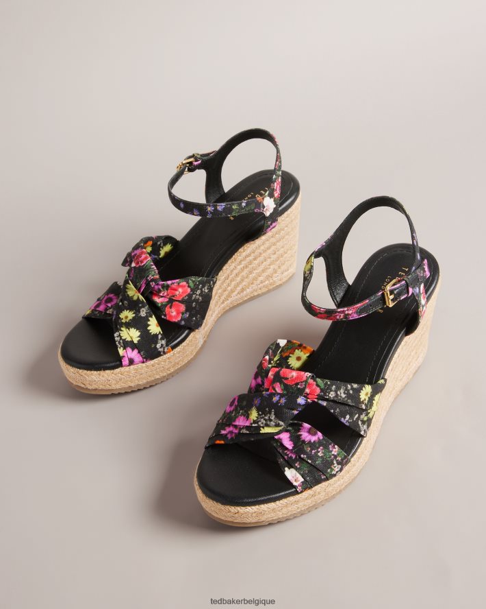 être Ted Baker femmes chaussures compensées à nœud doux et floral Cardima noir FR8J42858 chaussures