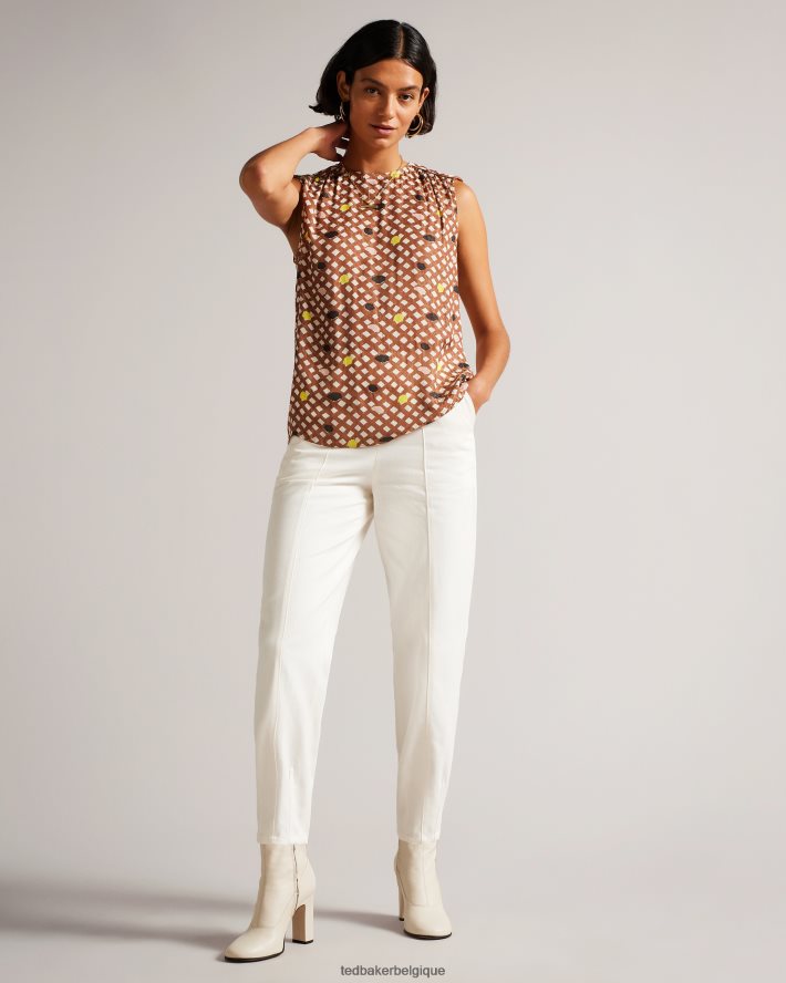 être Ted Baker femmes bottines en cuir stretch Marshah écru FR8J42929 chaussures