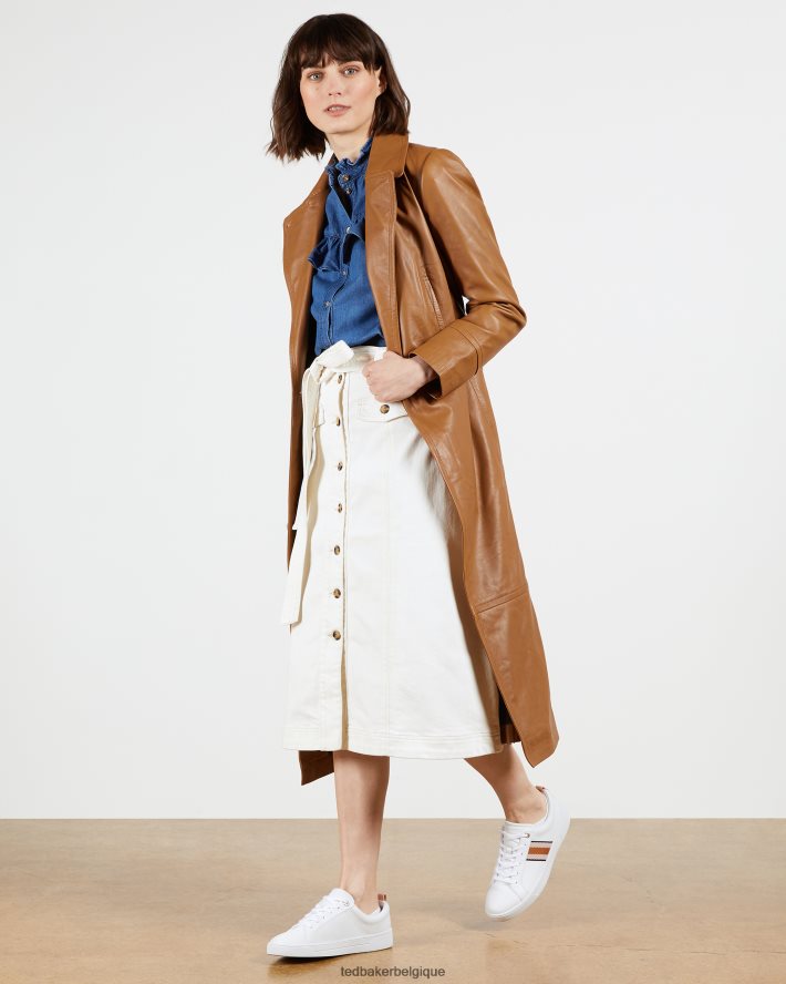 être Ted Baker femmes Bailey - Baskets en cuir à sangles et détails métallisés Navet blanc FR8J42915 chaussures