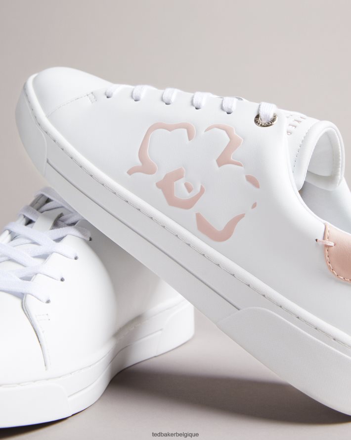 être Ted Baker femmes baskets à semelle cupsole avec placement de fleurs de magnolia tarliah blanc-rose FR8J42906 chaussures