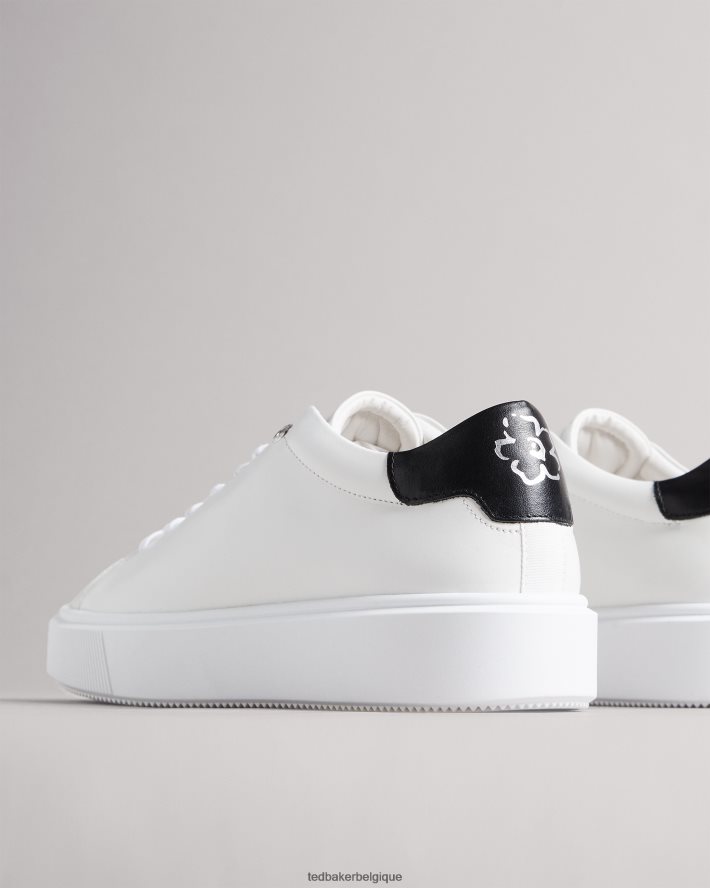 être Ted Baker femmes lornea magnolia fleur plate-forme formateur blanc noir FR8J42862 chaussures