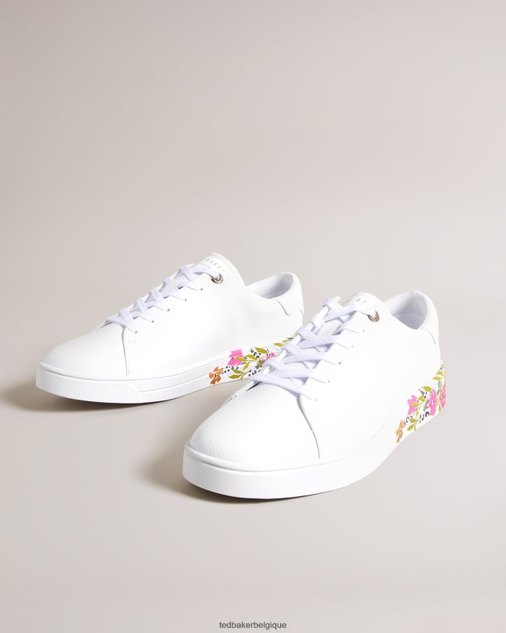 être Ted Baker femmes sheliie - baskets en cuir à semelle fleurie blanc FR8J42881 chaussures