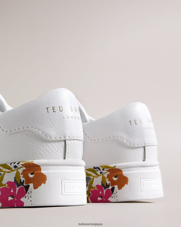 être Ted Baker femmes sheliie - baskets en cuir à semelle fleurie blanc FR8J42881 chaussures