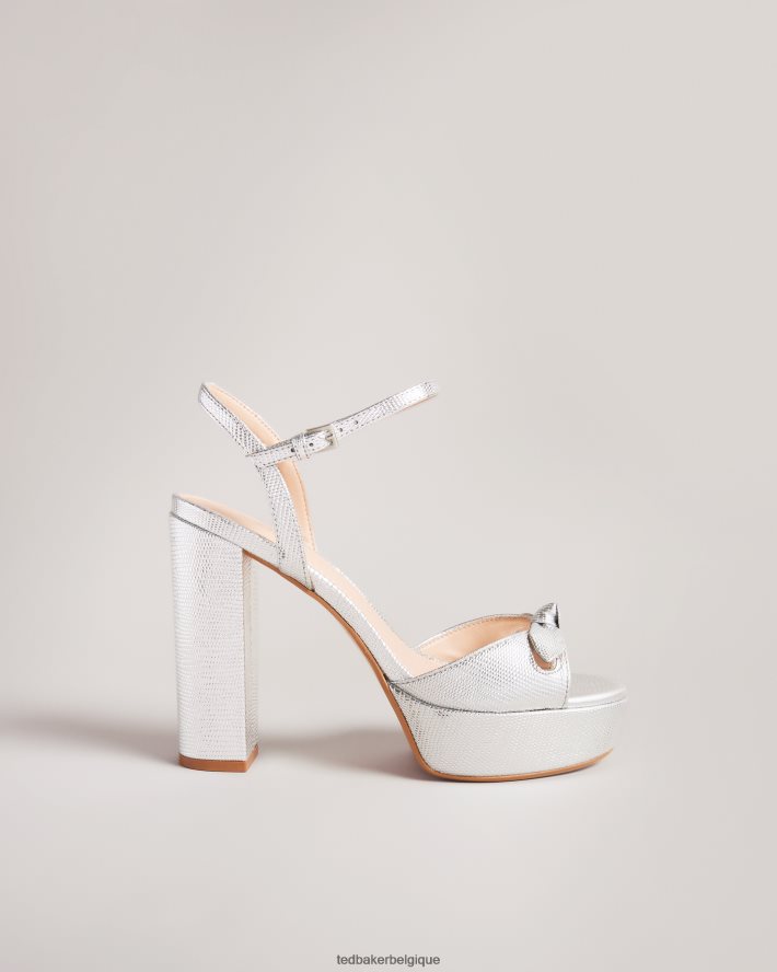 être Ted Baker femmes Kayllah - Sandales à plateforme et nœud argent FR8J42886 chaussures
